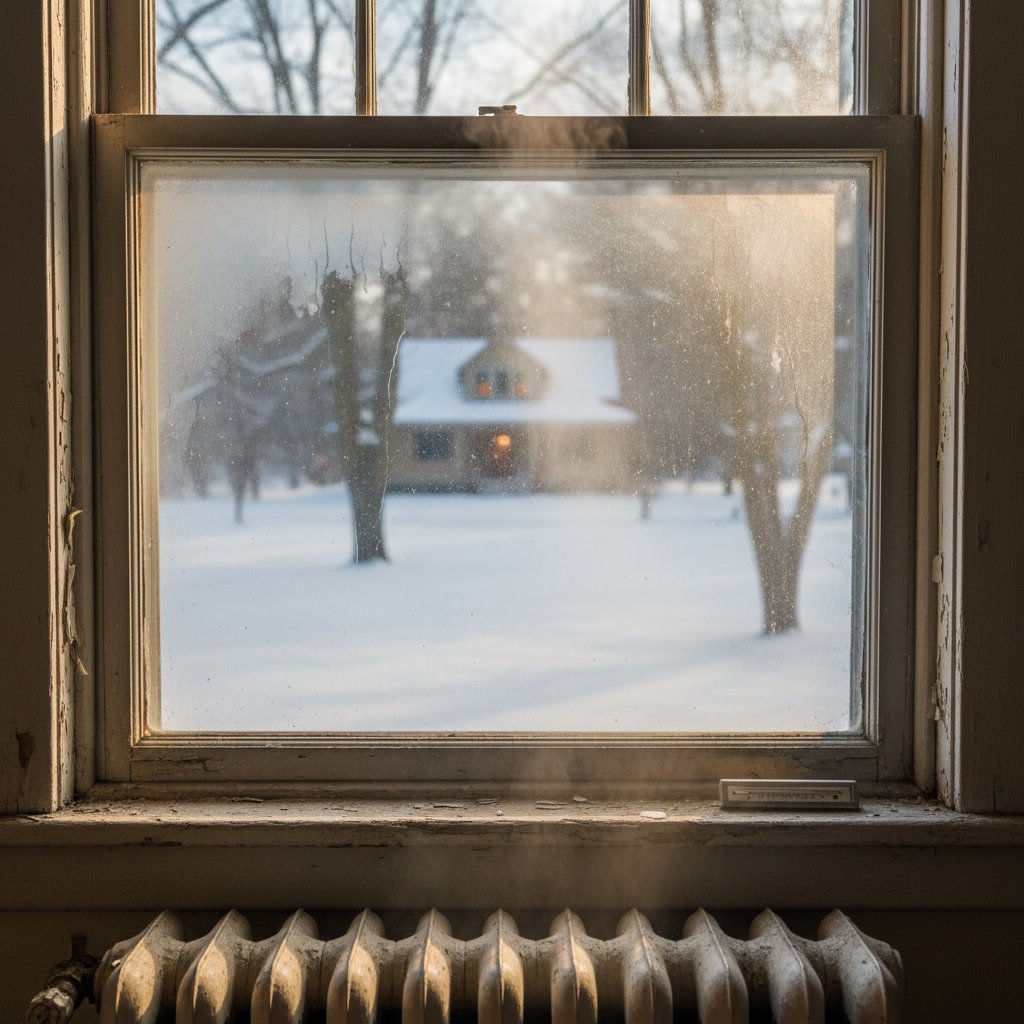 Cross-section diagram showing heat transfer through old versus new replacement windows